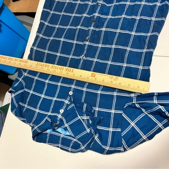 Draper James Blue Windowpane Plaid Flannel Shirt Size 0 J2 - Picture 6 of 8